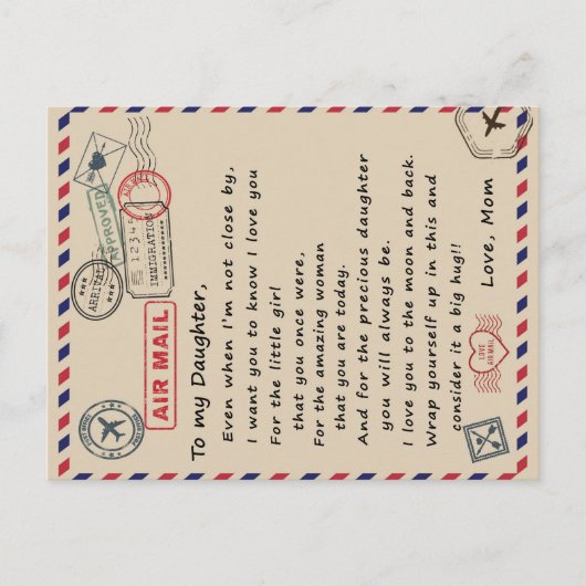 Aan mijn dochter Gift, liefdesbrief dochter en moe Aankondigingskaart (Voorkant)