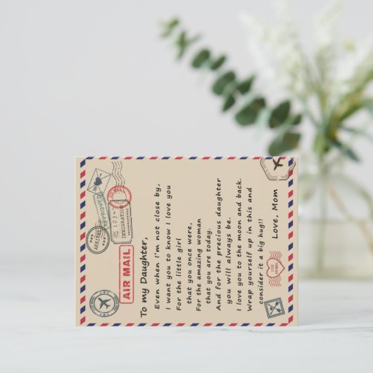 Aan mijn dochter Gift, liefdesbrief dochter en moe Aankondigingskaart (Staand voorkant)