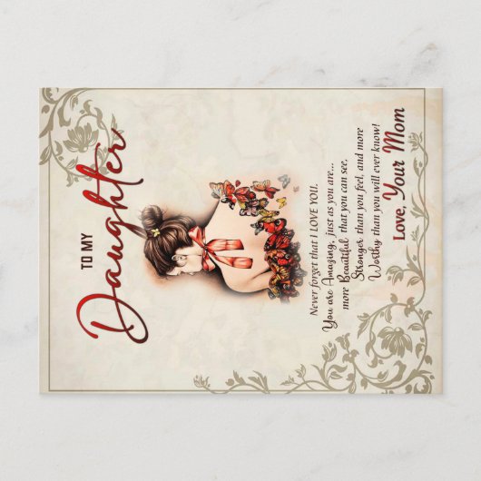 Aan mijn dochter Gift, liefdesbrief dochter en moe Aankondigingskaart (Voorkant)