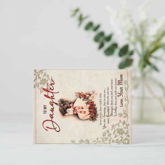 Aan mijn dochter Gift, liefdesbrief dochter en moe Aankondigingskaart (Staand voorkant)