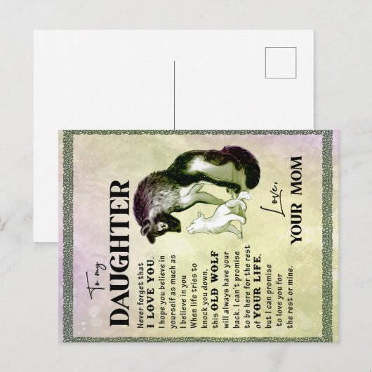 Aan mijn dochter Gift, liefdesbrief dochter en moe Aankondigingskaart (Voorkant / Achterkant)