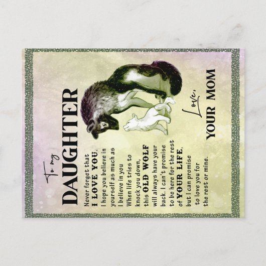 Aan mijn dochter Gift, liefdesbrief dochter en moe Aankondigingskaart (Voorkant)