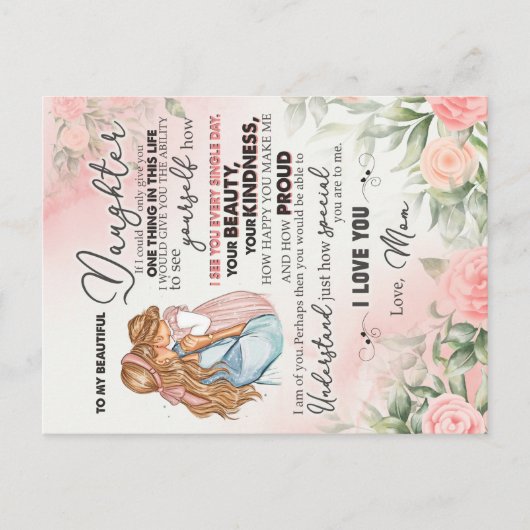 Aan mijn dochter Gift, liefdesbrief dochter en moe Briefkaart (Voorkant)