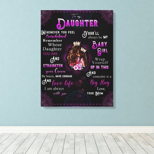 Aan mijn dochter Gift, liefdesbrief dochter en moe Canvas Afdruk (Insitu (Houten vloer))