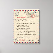 Aan mijn dochter Gift, liefdesbrief dochter en moe Canvas Afdruk (Voorkant)