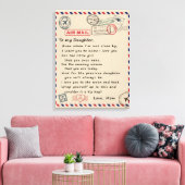 Aan mijn dochter Gift, liefdesbrief dochter en moe Canvas Afdruk (Insitu (Woonkamer))