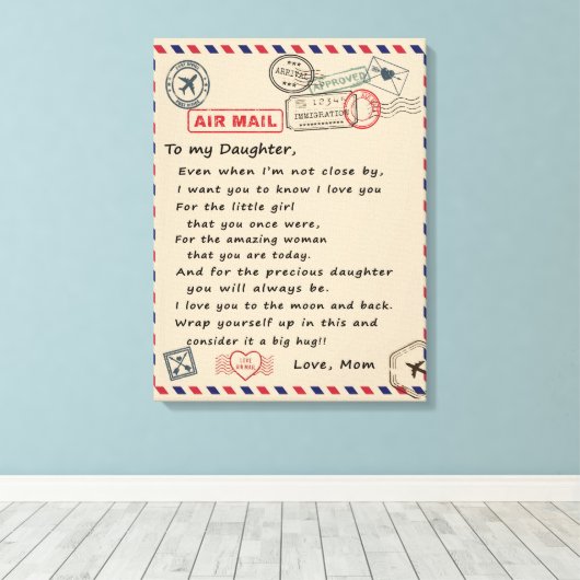 Aan mijn dochter Gift, liefdesbrief dochter en moe Canvas Afdruk (Insitu (Houten vloer))