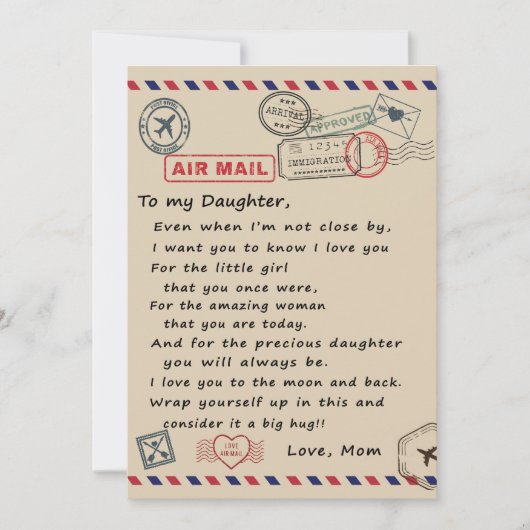 Aan mijn dochter Gift, liefdesbrief dochter en moe Feestdagenkaart (Voorkant)