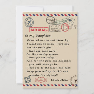Aan mijn dochter Gift, liefdesbrief dochter en moe Feestdagenkaart