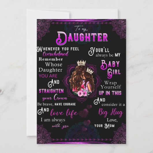 Aan mijn dochter Gift, liefdesbrief dochter en moe Feestdagenkaart (Voorkant)