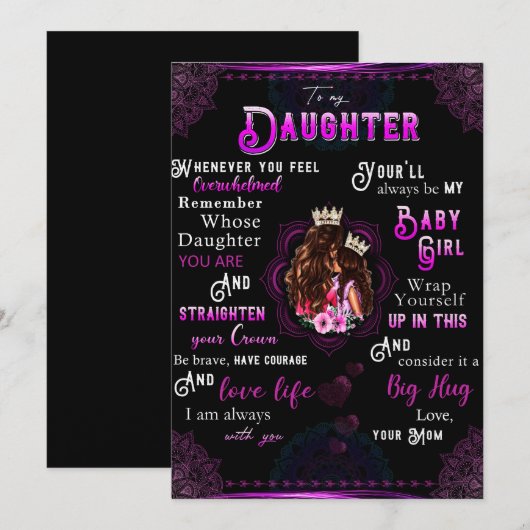 Aan mijn dochter Gift, liefdesbrief dochter en moe Feestdagenkaart (Voorkant / Achterkant)