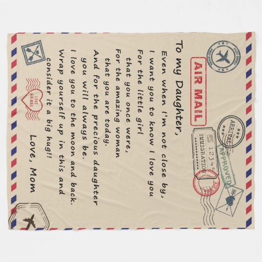 Aan mijn dochter Gift, liefdesbrief dochter en moe Fleece Deken (Voorkant (Horizontaal))