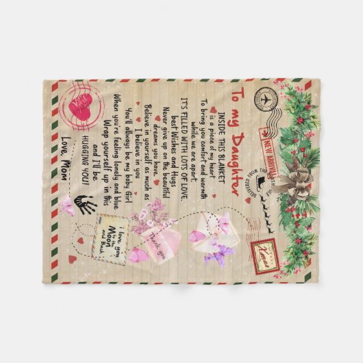 Aan mijn dochter Gift, liefdesbrief dochter en moe Fleece Deken (Voorkant (Horizontaal))