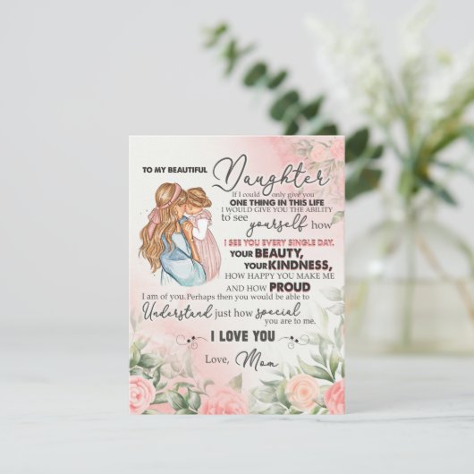 Aan mijn dochter Gift, liefdesbrief dochter en moe Kaart (Staand voorkant)