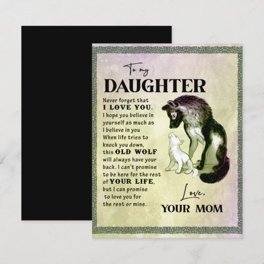 Aan mijn dochter Gift, liefdesbrief dochter en moe Kaart (Voorkant / Achterkant)