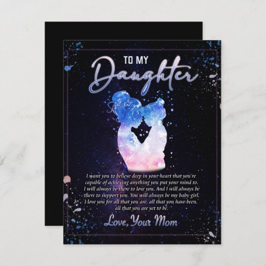 Aan mijn dochter Gift, liefdesbrief dochter en moe Kaart (Voorkant / Achterkant)