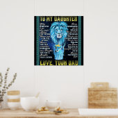 Aan mijn dochter Lion Gift, geschenk van een leeuw Poster (Keuken)