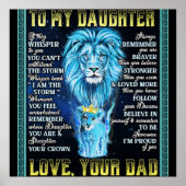 Aan mijn dochter Lion Gift, geschenk van een leeuw Poster (Voorkant)