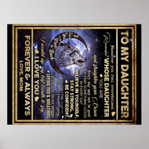 Aan mijn dochter Wolf Birthday Gift, grappig cadea Poster