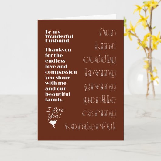 Aan mijn geweldige echtgenoot Kaart (Gele Bloem)