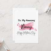 Aan mijn geweldige nanny Gelukkige Moedersdag Kaart (Voorkant / Achterkant in situ)