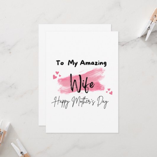 Aan mijn geweldige vrouw Gelukkige Moederdag Kaart (Voorkant / Achterkant in situ)