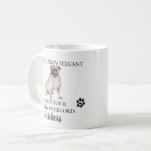 Aan mijn Human Servant Funny Dog Gift Pug Koffiemok (Voorkant links)