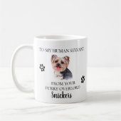 Aan mijn Human Servant Funny Dog Gift Yorkie Koffiemok (Links)
