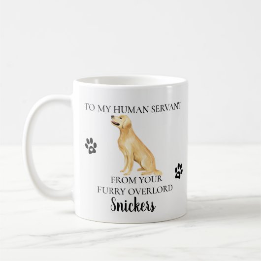 Aan mijn Human Servant Funny Dog Golden Retriever Koffiemok (Links)