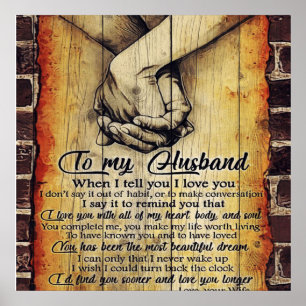 Aan mijn Husband Letter, liefdevol citeert Gift Poster