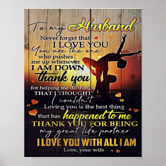 Aan mijn Husband Letter, liefdevol citeert Gift Poster (Voorkant)