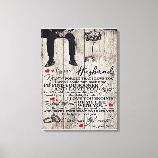 Aan mijn Husband Letter, Love Quottes Gift Canvas Afdruk (Voorkant)