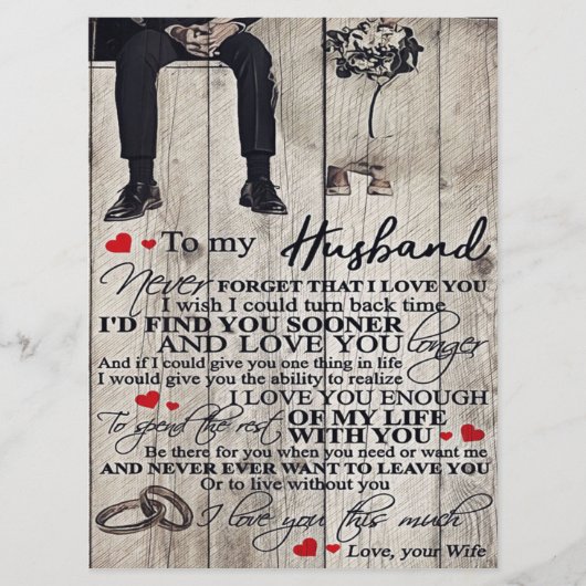 Aan mijn Husband Letter, Love Quottes Gift Menu (Voorkant)