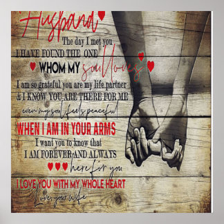 Aan mijn Husband Letter, Love Quottes Gift Poster