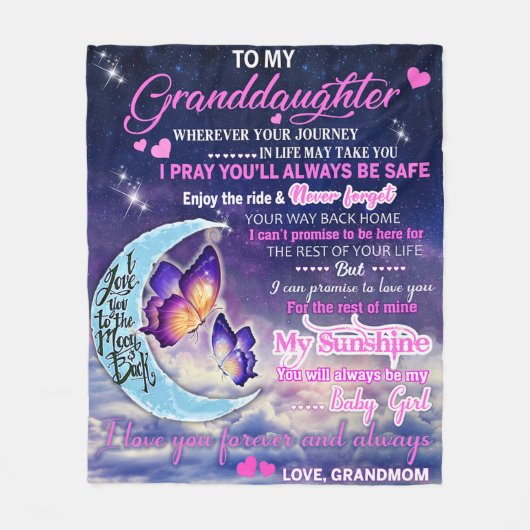 Aan mijn kleindochter Butterflies Birthday Gift Id Fleece Deken (Voorkant)