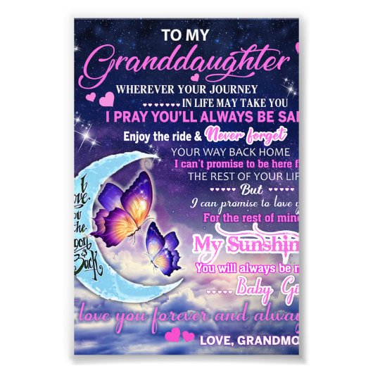 Aan mijn kleindochter Butterflies Birthday Gift Id Foto Afdruk (Voorkant)