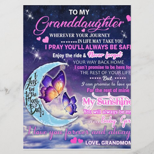 Aan mijn kleindochter Butterflies Birthday Gift Id Menu (Voorkant)