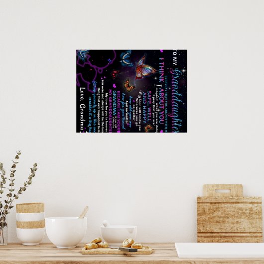 Aan mijn kleindochter Butterflies Birthday Gift Id Poster (Keuken)