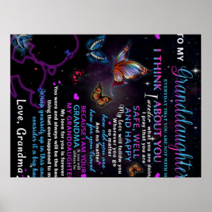 Aan mijn kleindochter Butterflies Birthday Gift Id Poster