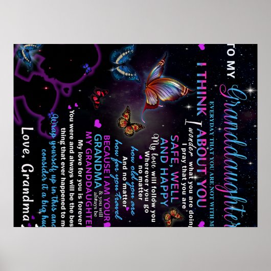 Aan mijn kleindochter Butterflies Birthday Gift Id Poster (Voorkant)