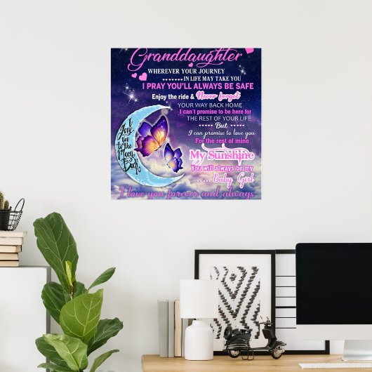 Aan mijn kleindochter Butterflies Birthday Gift Id Poster (Thuiskantoor)