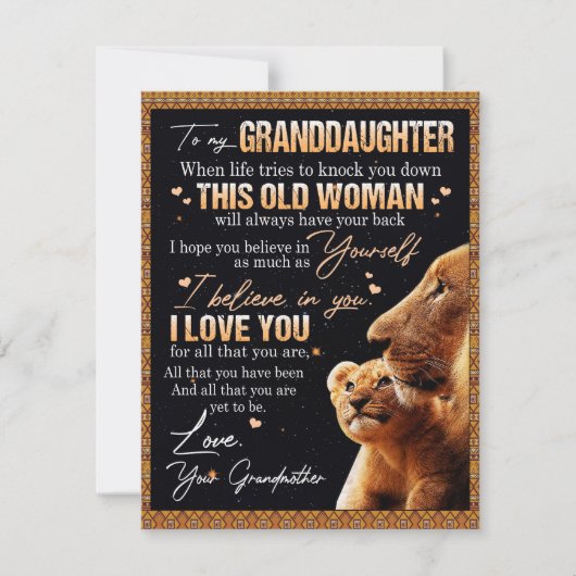 Aan mijn kleindochter cadeau van oma, Leeuwen lief Kaart (Voorkant)