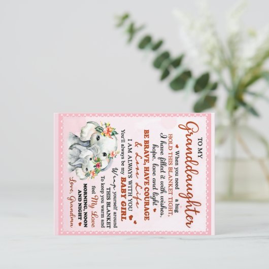 Aan mijn kleindochter Elephant Birthday Gift Idee Briefkaart (Staand voorkant)