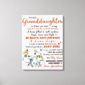 Aan mijn kleindochter Elephant Birthday Gift Idee Canvas Afdruk (Voorkant)