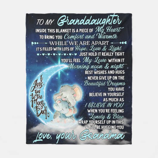 Aan mijn kleindochter Elephant Birthday Gift Idee Fleece Deken (Voorkant)