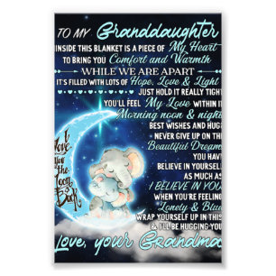 Aan mijn kleindochter Elephant Birthday Gift Idee Foto Afdruk