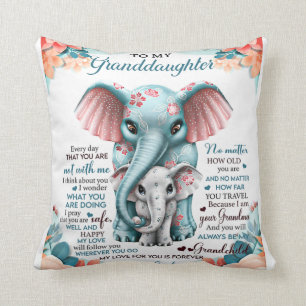 Aan mijn kleindochter Elephant Birthday Gift Idee Kussen