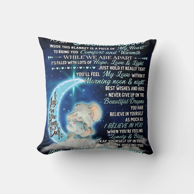 Aan mijn kleindochter Elephant Birthday Gift Idee Kussen (Voorkant)