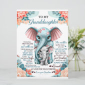 Aan mijn kleindochter Elephant Birthday Gift Idee Menu (Staand voorkant)