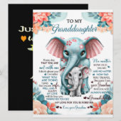 Aan mijn kleindochter Elephant Birthday Gift Idee Menu (Voorkant / Achterkant)